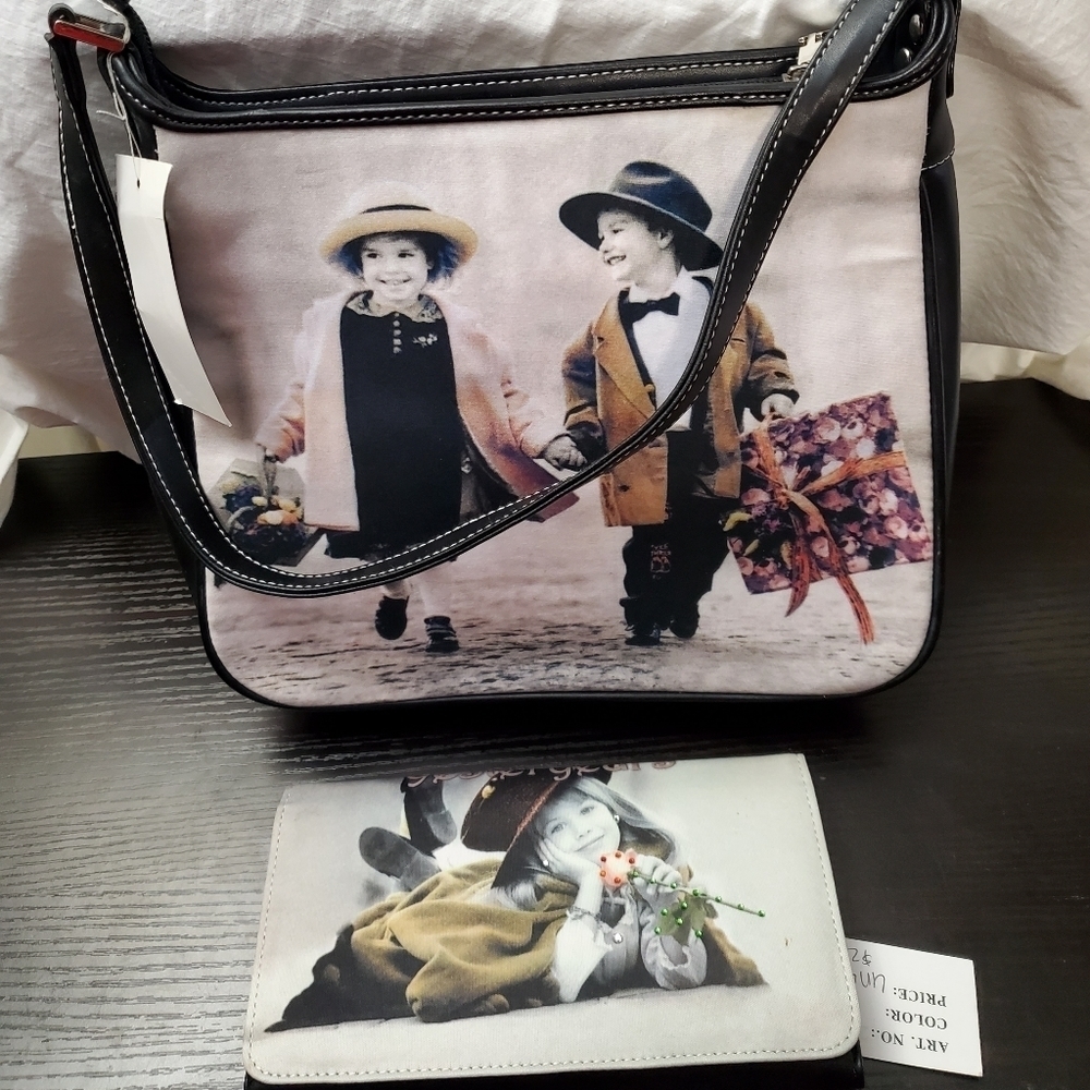 2pc Pair Printed Shoulder Bag and Wallet - Picture 3 of 16
